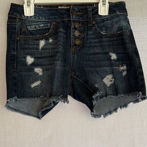 Rewash Womens Juniors High Rise Distressed Button Fly Jean Shorts Size 0/24